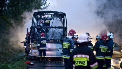 Pożar autobusu w miejscowości Kołbiel