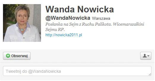 Wpis Wandy Nowickiej na Twitterze