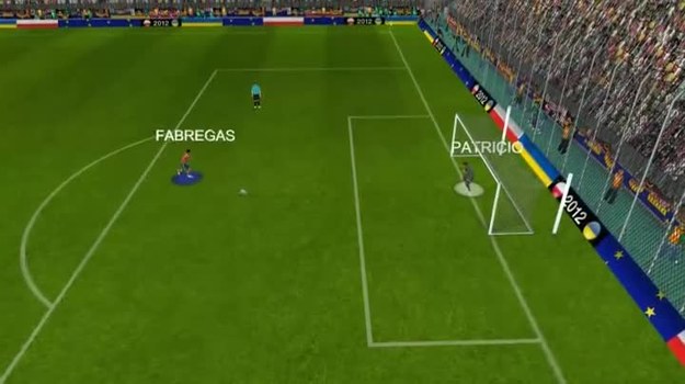 Celny strzał Cesca Fabregasa zakończył serię rzutów karnych, która rozstrzygnęła o wyniku pierwszego półfinału Euro 2012. Zobacz, jak padł gol, który dał Hiszpanom zwycięstwo w tym spotkaniu.