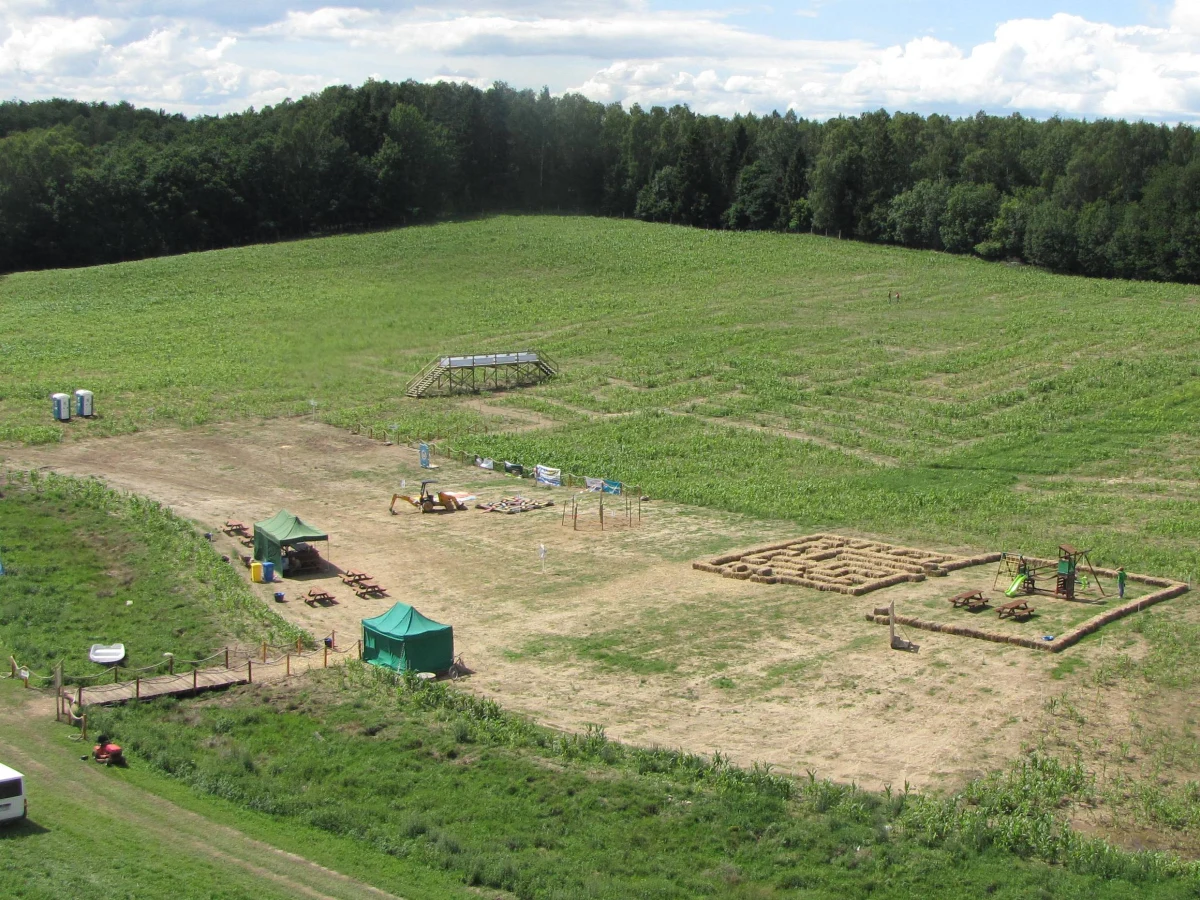 W miejscowości Bliziny w gminie Przywidz niedaleko Gdańska otwarto kukurydziany labirynt. Trasy, po których można się poruszać liczą około 4,5 kilometra ścieżek na prawie 3 hektarach powierzchni. Wzór w kształcie żaglowca zaprojektował Adrian Fisher - Brytyjczyk, który w latach 90. stworzył pierwszy taki labirynt.
