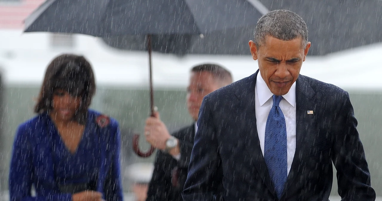 Barack Obama z żoną Michelle w drodze do Bostonu