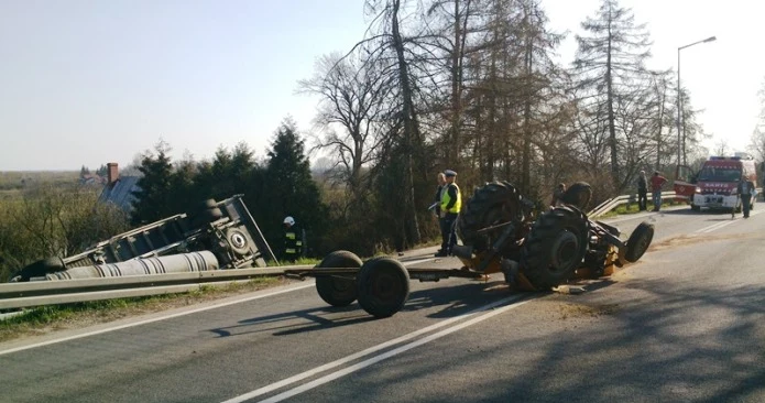 Zderzenie ciężarówki z ciągnikiem rolniczym  