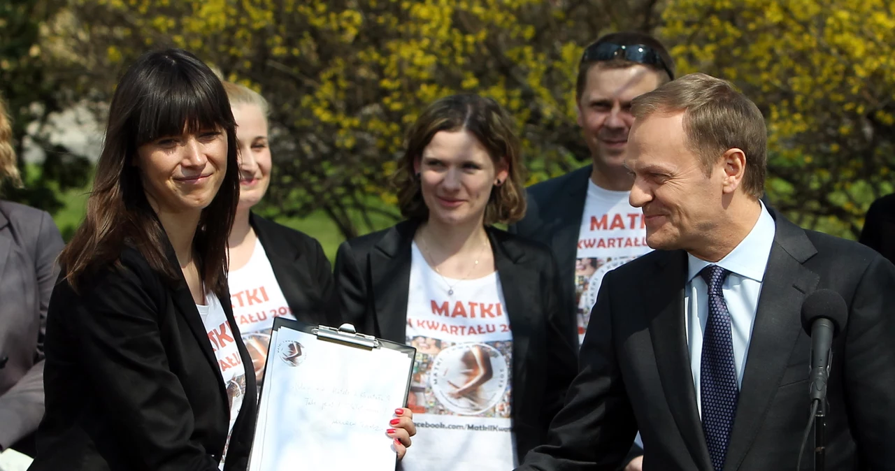 Premier Donald Tusk i Aneta Siejka z ruchu "matek I kwartału"