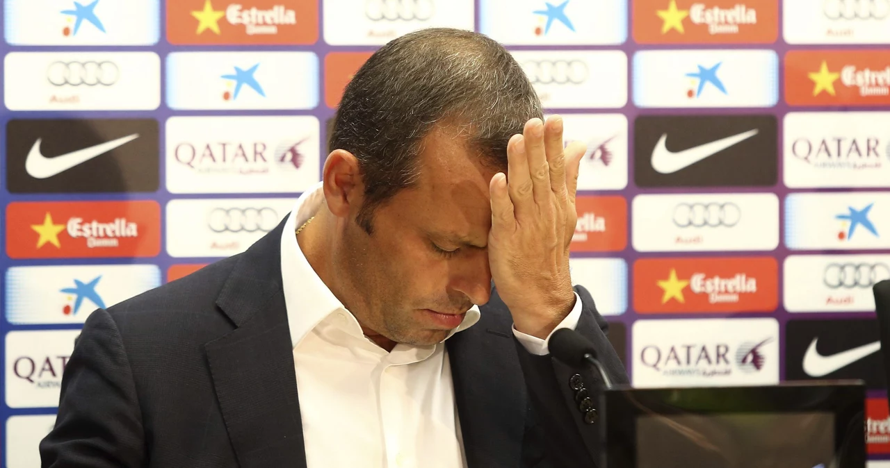 Sandro Rosell, prezydent Barcelony podczas piątkowej konferencji prasowej