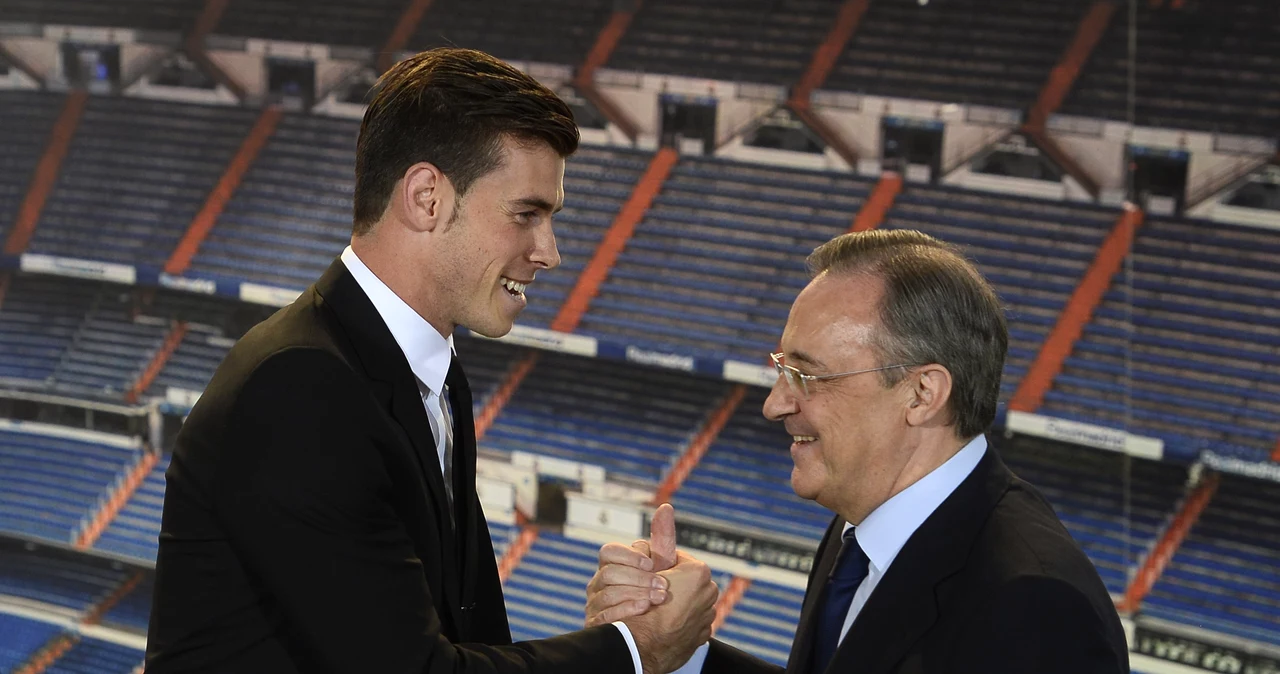 Nowa gwiazda Realu Madryt Gareth Bale i prezydent "Królewskich" Florentino Perez 