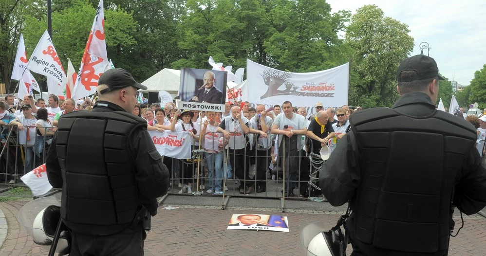 Protest związkowców w Warszawie