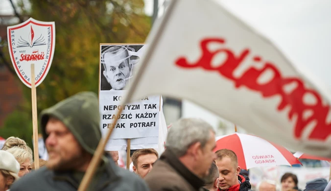 Manifestacja trzech związków zawodowych w Gdańsku