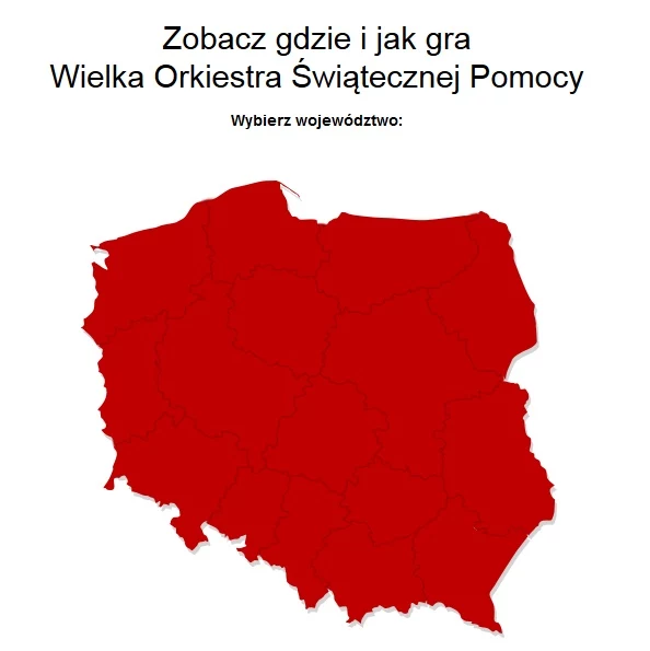 Mapa dostępna na stronie wosp.interia.pl