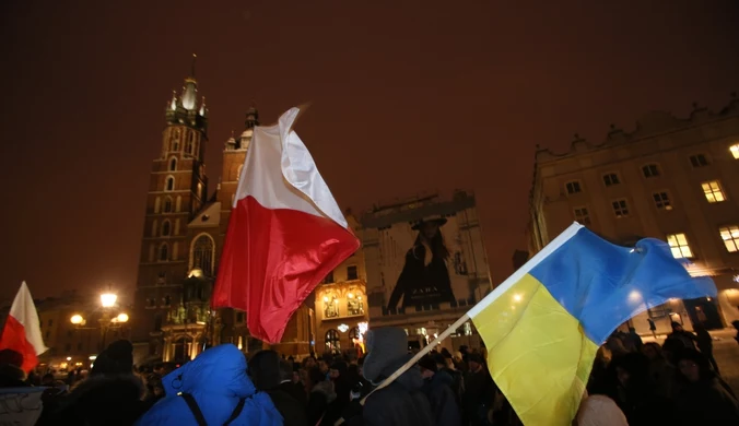 Demonstracja poparcia dla protestujących na Ukrainie