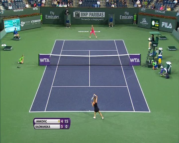 Rozstawiona z numerem drugim Agnieszka Radwańska wygrała z Serbką Jeleną Jankovic (7.) 7:5, 2:6, 6:4 w ćwierćfinale turnieju WTA Tour na twardych kortach w Indian Wells