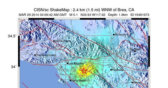 Trzęsienie ziemi o sile 5,1 stopni w skali Richtera wystąpiło w południowej Kalifornii - poinformowały amerykańskie służby geosejsmiczne USGS. Nie ma doniesień o ofiarach. 