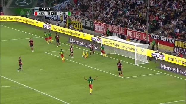Niemcy zremisowali z Kamerunem 2-2 (0-0) w towarzyskim meczu piłkarskim rozegranym w Moenchengladbach. Obie drużyny przygotowują się do mistrzostw świata w Brazylii.