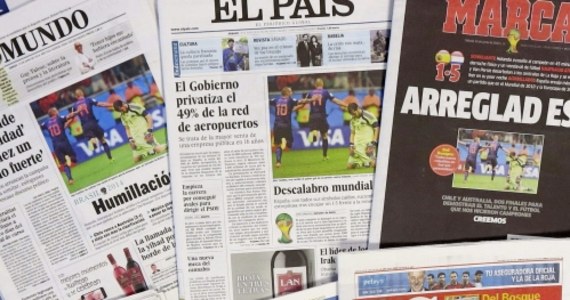 Hiszpańskie media bardzo krytycznie oceniają inauguracyjny występ swojej drużyny w piłkarskich mistrzostwach świata. Odnotowują, że podopieczni Vicente del Bosque dali się zaskoczyć wyprowadzającym skuteczne kontrataki Holendrom i byli słabi w defensywie. 