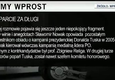 Taśmy "Wprost". Sławomir Nowak o kupowaniu długów Religii