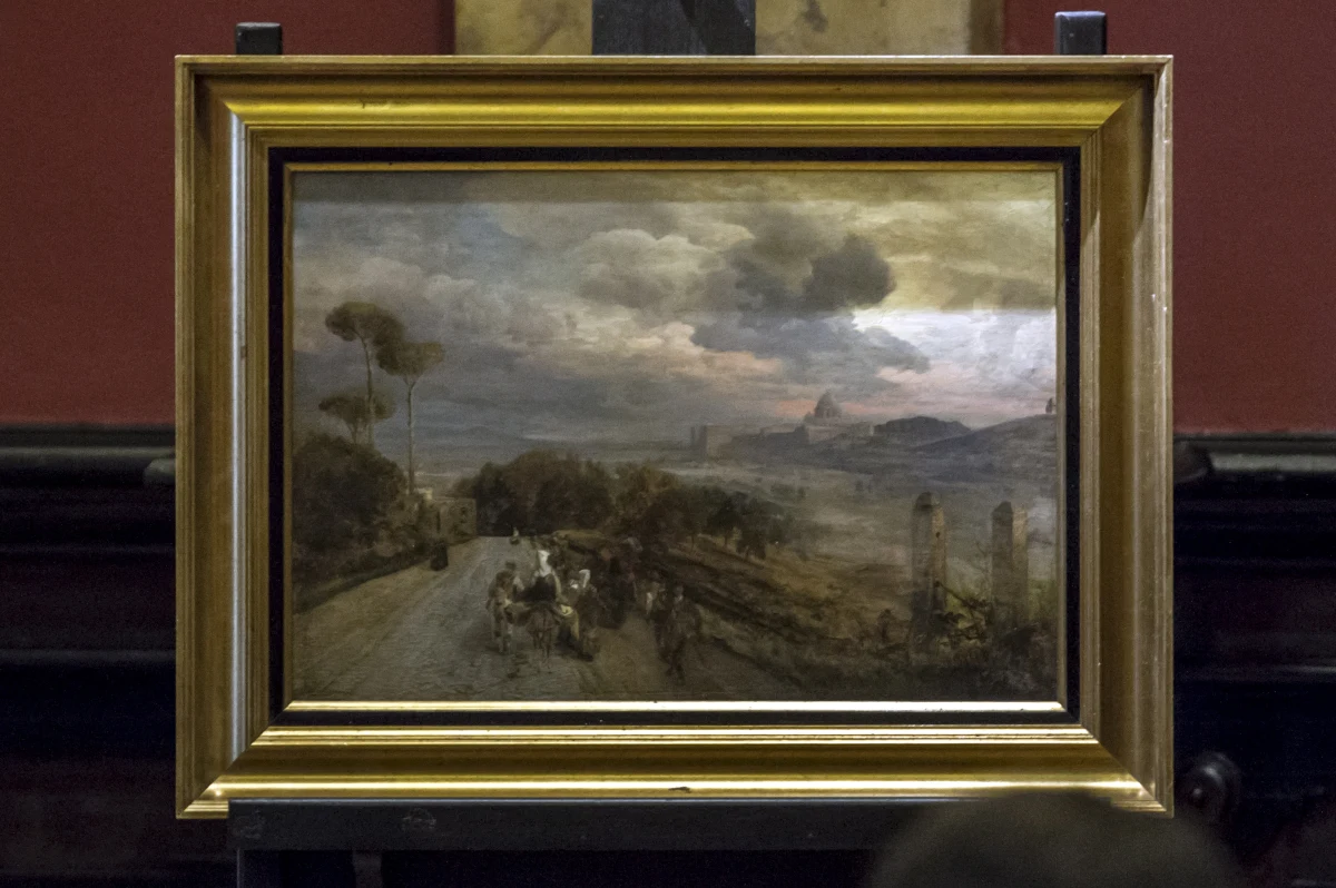 Zaginął w czasie II Wojny Światowej. Po kilkudziesięciu latach polscy historycy odnaleźli go na aukcji w Kolonii w Niemczech. Do Wrocławia wrócił obraz Oswalda Achenbacha "Via Cassia koło Rzymu" z 1878 roku. 