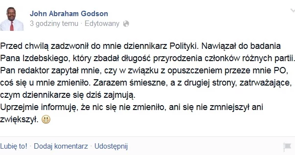 Wpis posła Godsona o członkach członków