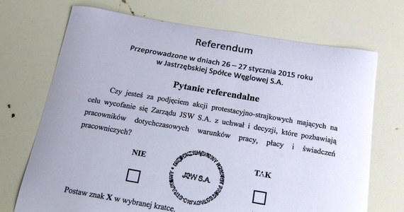 Związkowcy z Jastrzębskiej Spółki Węglowej zdecydowali o rozpoczęciu akcji protestacyjno-strajkowej. Decyzję ogłosili po przeprowadzeniu referendum, w którym zdecydowana większość głosujących poparła protest. 