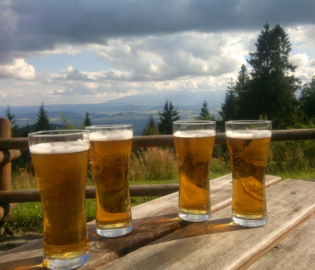 Polska, widok na "Tatry" spod schroniska na Turbaczu. Gorce 