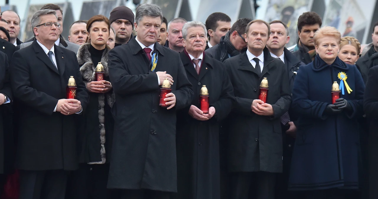 Bronisław Komorowski, Marina Poroszenko, Petro Poroszenko, Joachim Gauck, Donald Tusk i Dalia Grybauskaite