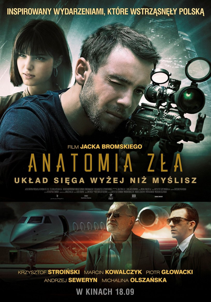 Hasło "Układ sięga wyżej niż myślisz" reklamuje nowy film Jacka Bromskiego  - thriller "Anatomia zła". Dzień przed premierowym pokazem filmu na Festiwalu Filmu i Sztuki Dwa Brzegi dystrybutor obrazu zaprezentował plakat produkcji.