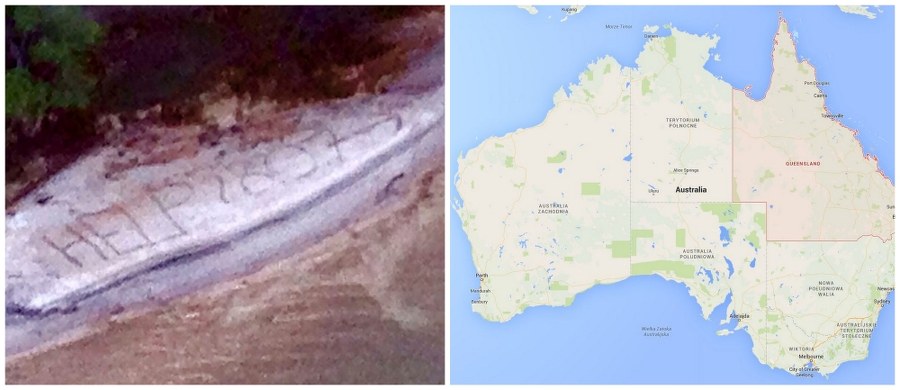 Brytyjski turysta, który zgubił się w trakcie wyprawy w Australii, został odnaleziony dzięki wielkiemu napisowi "Help", który zrobił na piasku. Sposób okazał się skuteczny - napis dostrzegły ze śmigłowca służby prowadzące poszukiwania zaginionego.