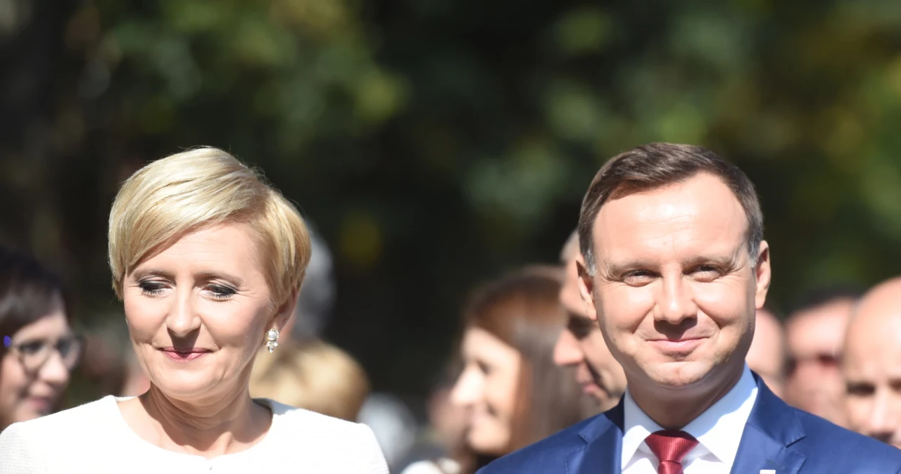 Andrzej Duda z żoną podczas Dożynek Prezydenckich w Spale