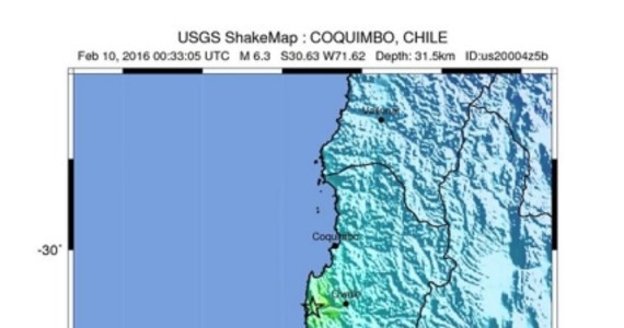 Do trzęsienia ziemi o sile 6,3 w skali Richtera doszło w środkowej części Chile – poinformowały amerykańskie służby sejsmologiczne. Epicentrum znajdowało się na chilijskim wybrzeżu Oceanu Spokojnego, 98 km na południe od miasta Coquimbo.