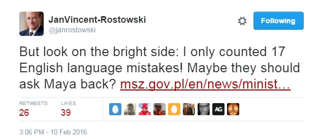 Jacek Rostowski na Twitterze