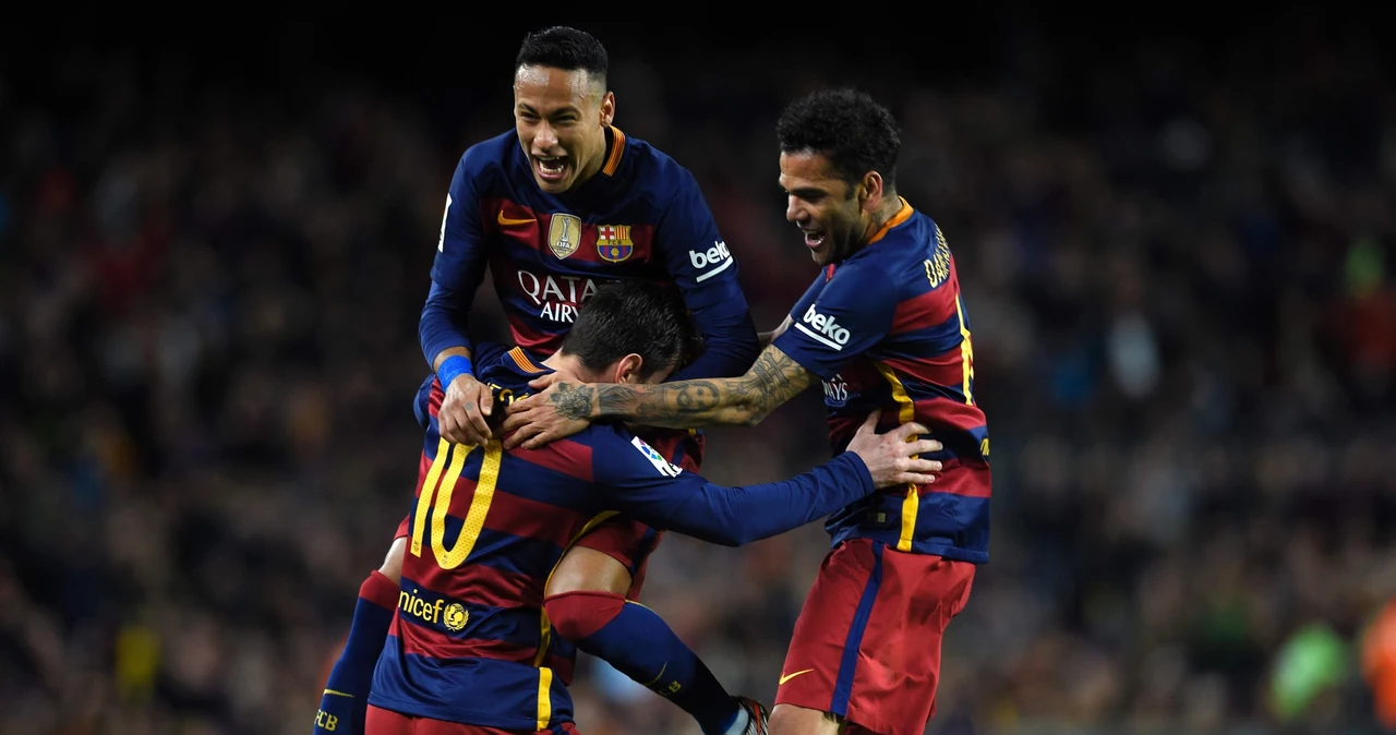 Messi, Neymar i Dani Alves po bramce Argentyńczyka