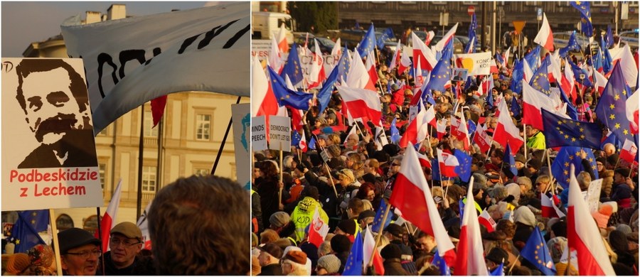 Ulicami Warszawy przeszła w sobotę manifestacja Komitetu Obrony Demokracji pod hasłem "My, Naród". Marsz zorganizowany został m.in. w obronie Lecha Wałęsy, którego list odczytano w czasie zgromadzenia. "Nigdy nie zgodziłem się na współpracę, nigdy nikogo nie skrzywdziłem" - zapewnił w liście były prezydent. "W najgorszych snach nie przewidywałem, że po latach walki o wolność, po latach represji, rewizji i aresztów, aparat demokratycznego państwa uderzy w nas, prześladowanych przeciwników systemu komunistycznego" - napisał również. Według warszawskiej policji, w demonstracji uczestniczyło około 15 tysięcy ludzi. Z kolei według szacunków stołecznego ratusza, manifestacja zgromadziła około 80 tysięcy uczestników.