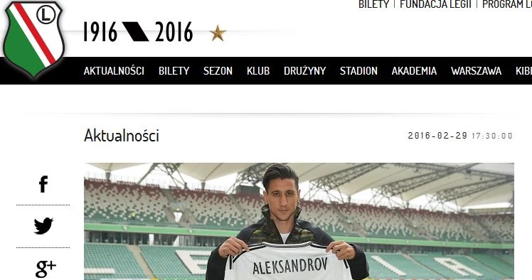 Legia zaprezentowała nowego piłkarza - Michaiła Aleksandrowa