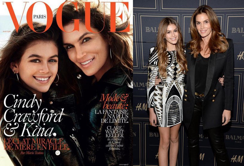 Okładkę kwietniowego numeru francuskiego "Voguea" zdobią dwie piękne panie Crawford. Ikona modelingu Cindy z córką Kaią, która dopiero stawia pierwsze kroki jako modelka. Deklarują, że to ich pierwsza i ostatnia wspólna sesja zdjęciowa.