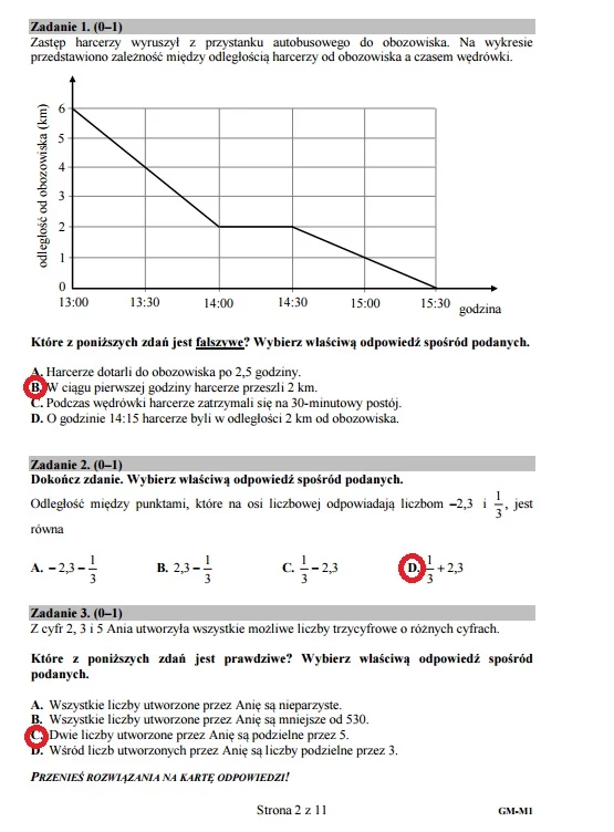 Zadania 1-3, Egzamin gimnazjalny 2016 – matematyka