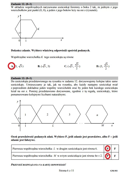 Egzamin gimnazjalny 2016 – matematyka, Zadania 12-13