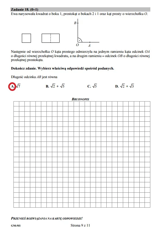 Egzamin gimnazjalny 2016 – matematyka, Zadanie 18