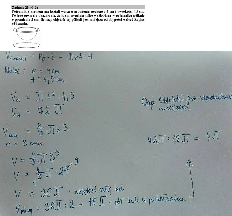 Egzamin gimnazjalny 2016 – matematyka, Zadanie 23