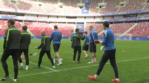 Trening piłkarzy Lecha Poznań przed finałem PP. Spotkanie Lech Poznań - Legia Warszawa odbędzie się w poniedziałek 2 maja o godz. 16 na Stadionie Narodowym. 