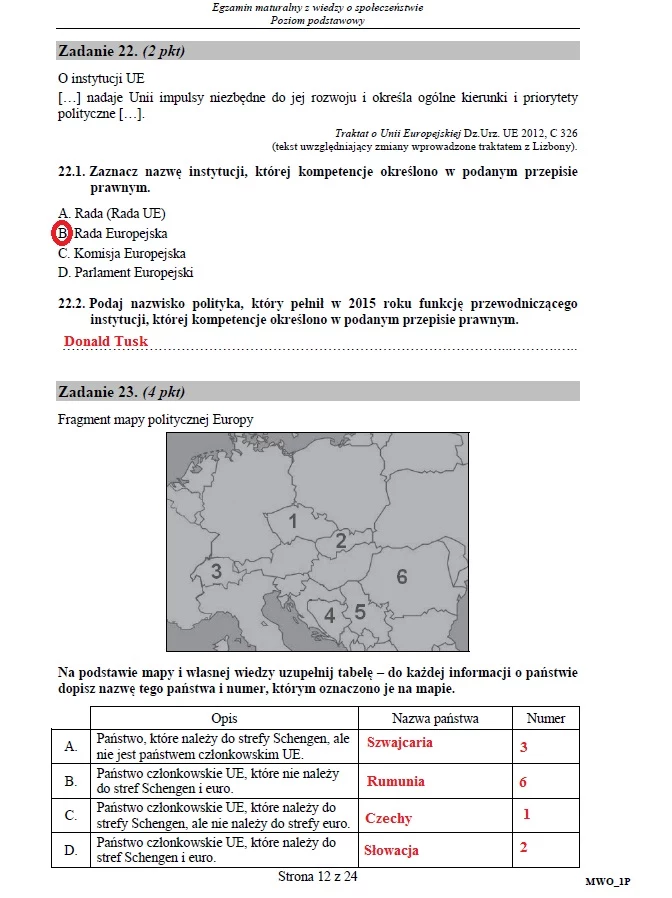 Matura 2016: WOS, poziom podstawowy