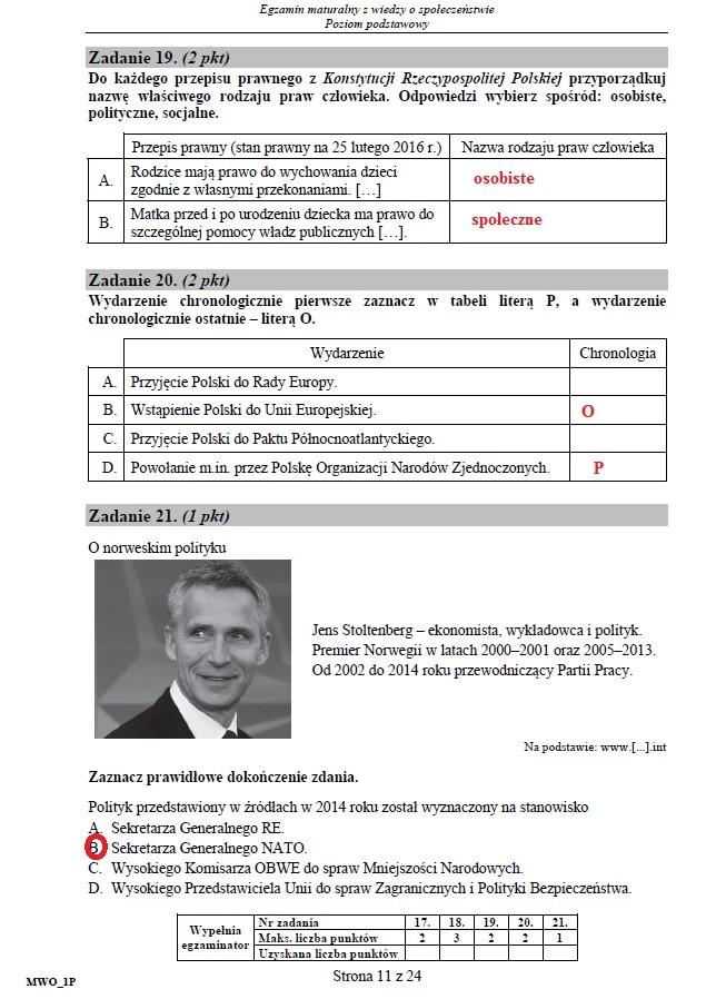 Matura 2016: WOS, poziom podstawowy