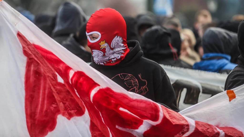 Uczestnik manifestacji antyimigranckiej w Gdańsku