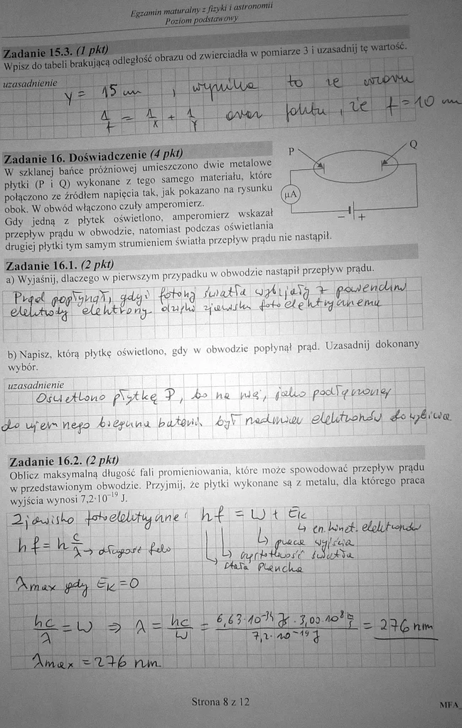 Matura 2016: Fizyka, poziom podstawowy