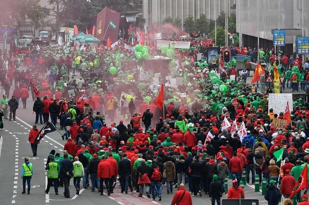 Antyrządowa demonstracja w Brukseli