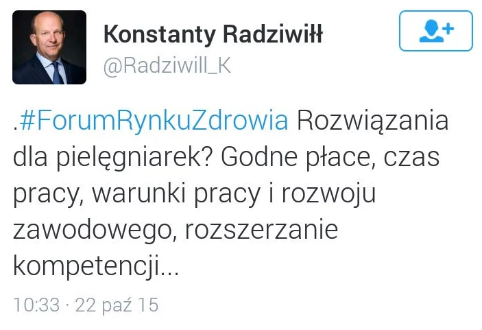 Minister zdrowia w 2015 roku na Twitterze