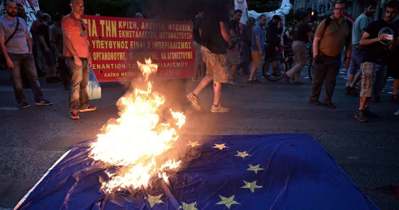 Protest antyunijny w Atenach