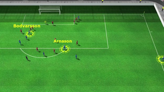 Chociaż Islandia wcale w tym meczu nie była bardzo dominująca stroną, to właśnie podopieczni Lagerbacka pierwsi strzelili gola. Po wrzutce piłki z autu przez Gunnarssona, Bodvarsson w 18. minucie znakomicie przyjął futbolówkę w polu karnym i posłał ją do siatki Almera.

