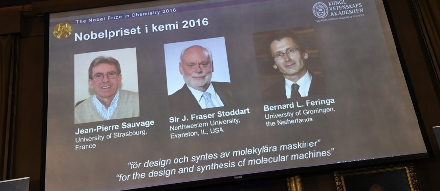 Tegorocznego Nobla w dziedzinie chemii zdobyli Jean-Pierre Sauvage, sir J. Fraser Stoddart i Bernard L. Feringa. Królewska szwedzka Akademia nauk wyróżniła ich za zaprojektowanie i zsyntetyzowanie najmniejszych maszyn.
