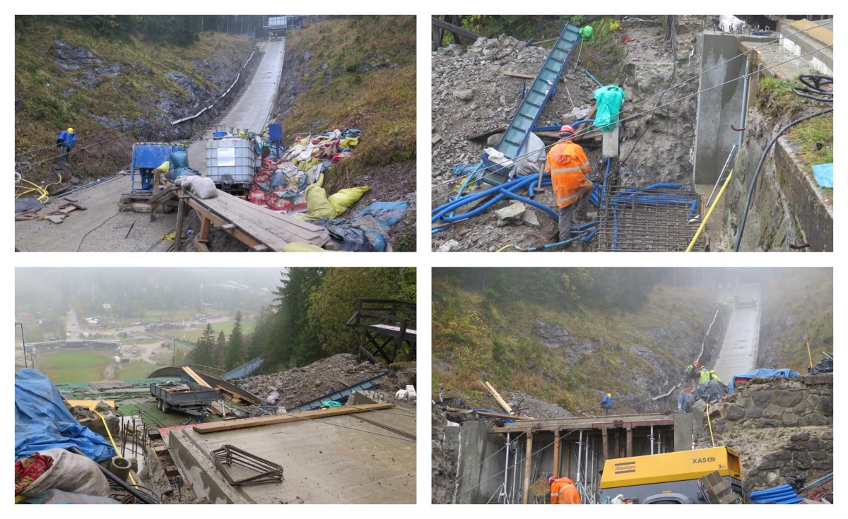 Pracują w śniegu, deszczu i mgle. Czasami do później nocy. Na Wielkiej Krokwi w Zakopanem trwają prace przy modernizacji rozbiegu. 