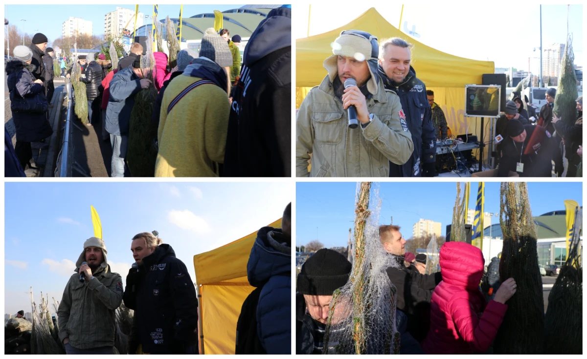 "Choinki pod choinkę" od RMF FM dziś zawitały do Lublina. Nasza żółto-niebieska ekipa rozdawała pachnące drzewka przed Halą Globus.