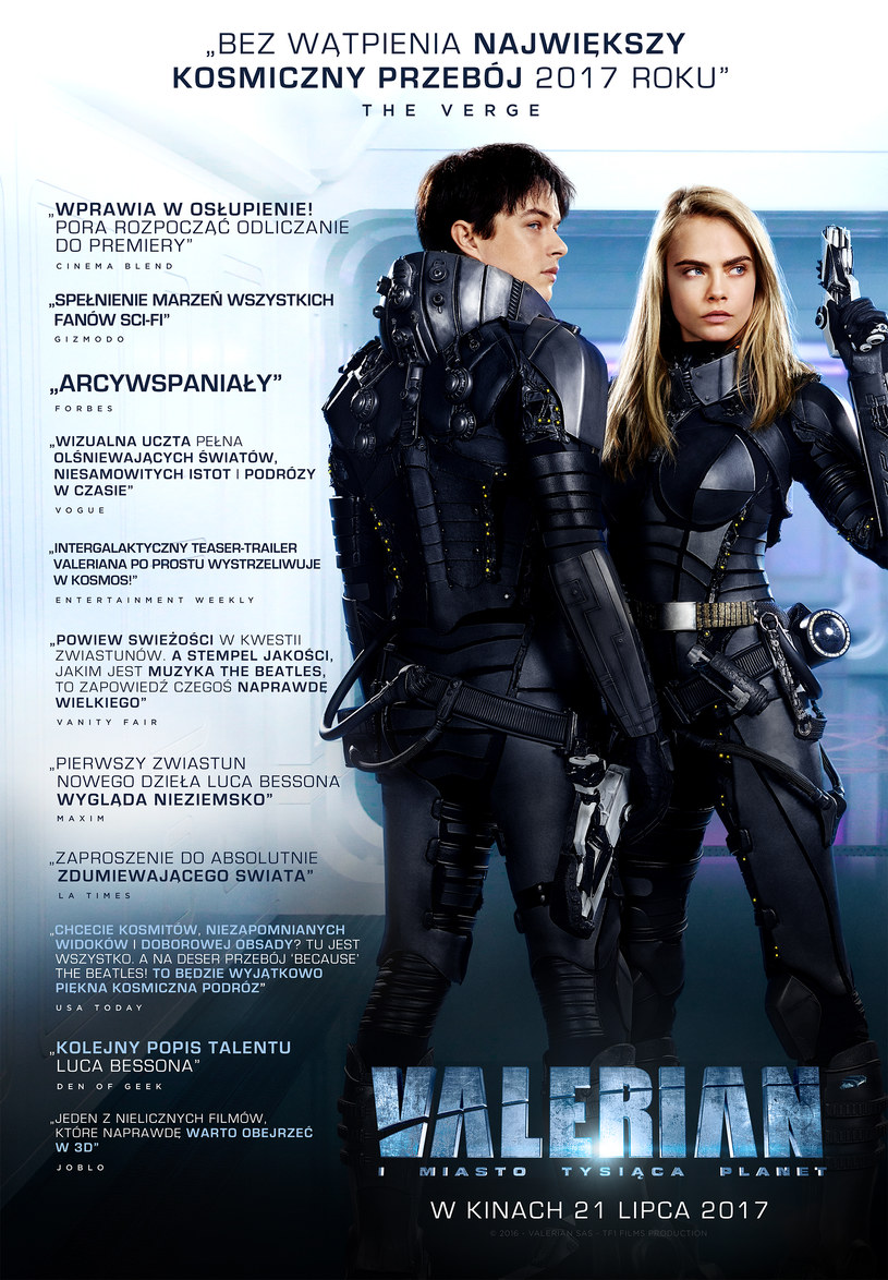 21 lipca na polskich ekranach zagości „Valerian i Miasto Tysiąca Planet” – najdroższy film w historii kina, wyprodukowany poza granicami USA. Budżet produkcji wyreżyserowanej przez Luca Bessona przekroczył już 208 milionów dolarów, z czego aż 70% stanowią wydatki na efekty specjalne!