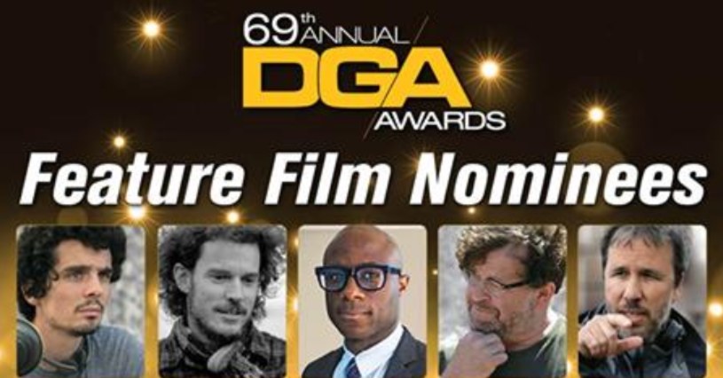 Amerykańska Gildia Reżyserów (DGA) ogłosiła nominacje do corocznych nagród. Wśród pięciu nominowanych znaleźli się: Damien Chazelle (“La La Land”), Garth Davis (“Lion. Droga do domu”), Barry Jenkins (“Moonlight”), Kenneth Lonergan (“Manchester by the Sea”) i Denis Villeneuve (“Nowy początek”).